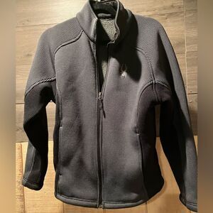 Spyder Full Zip Jacket Men's size Small Waffle Knit Gray Fleece Lining